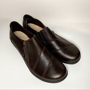 Women’s Clarks Collection Cheyn Clay Brown Leather Slip On Loafers Size 9.5